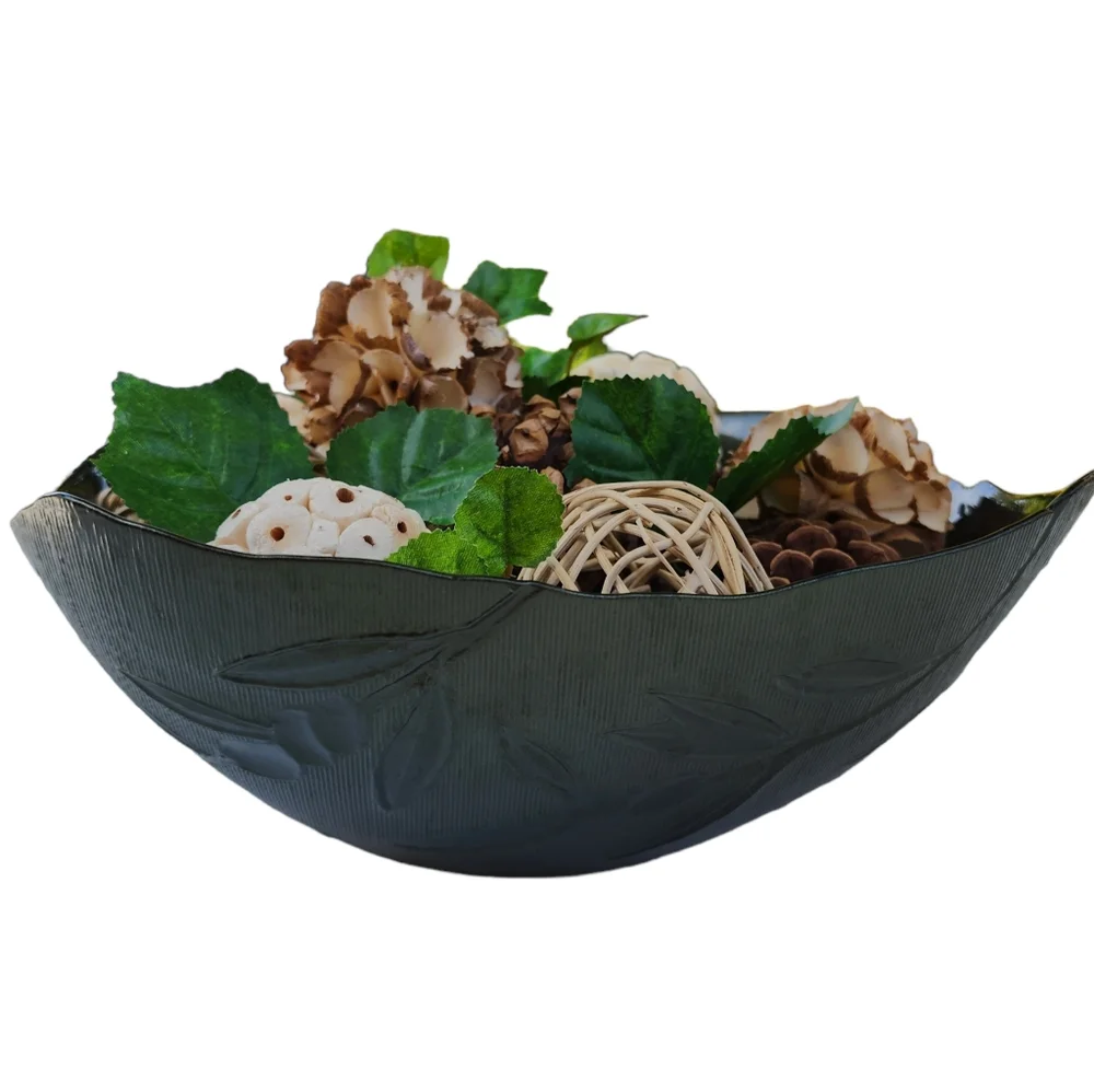 Vintage Monna Art Glass Avocado‎ Green Dish Bowl 9.5in